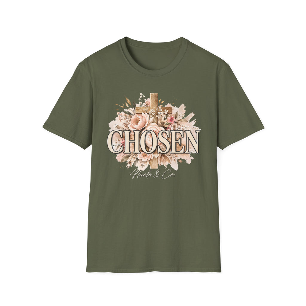 Women Chosen Floral Cross T-Shirt