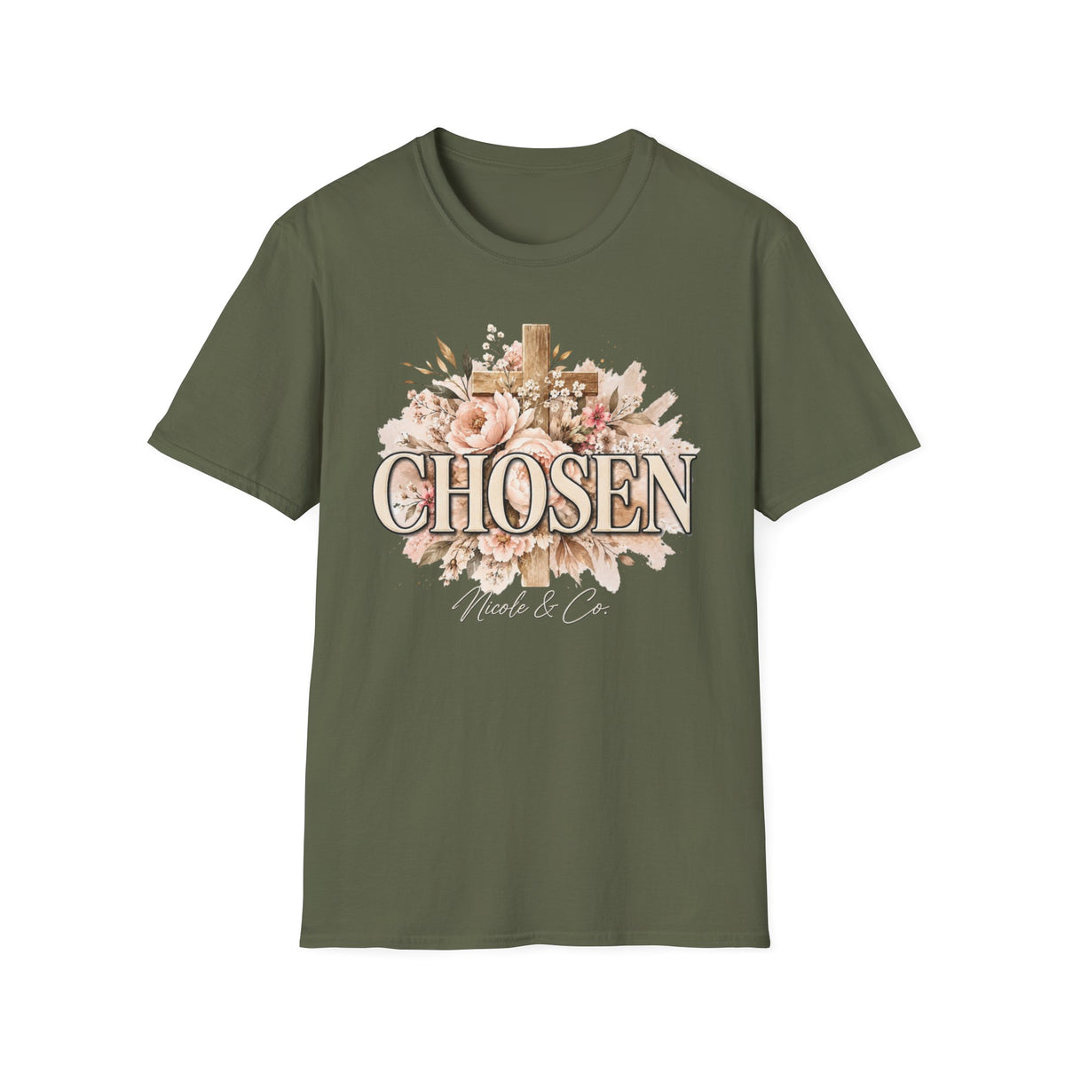 Women Chosen Floral Cross T-Shirt