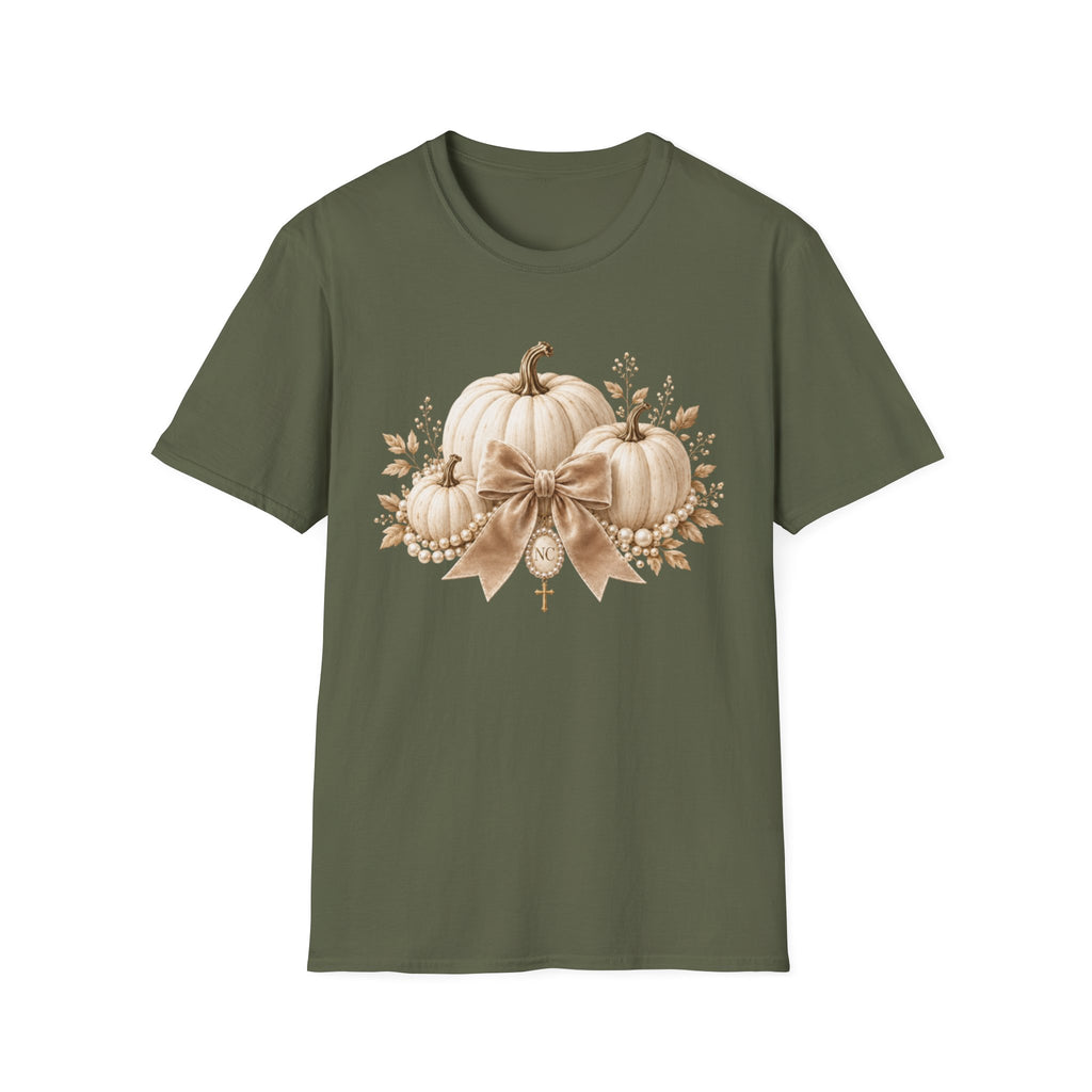 Women Pumpkin Trio Bow T-Shirt