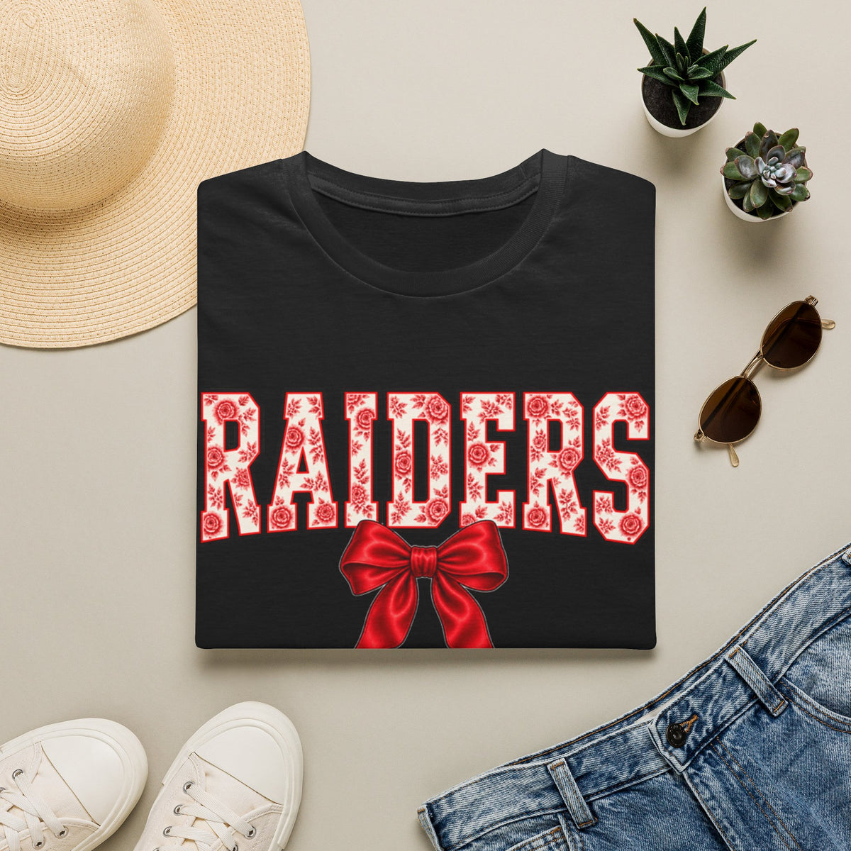 Women Raiders Floral Bow T-Shirt