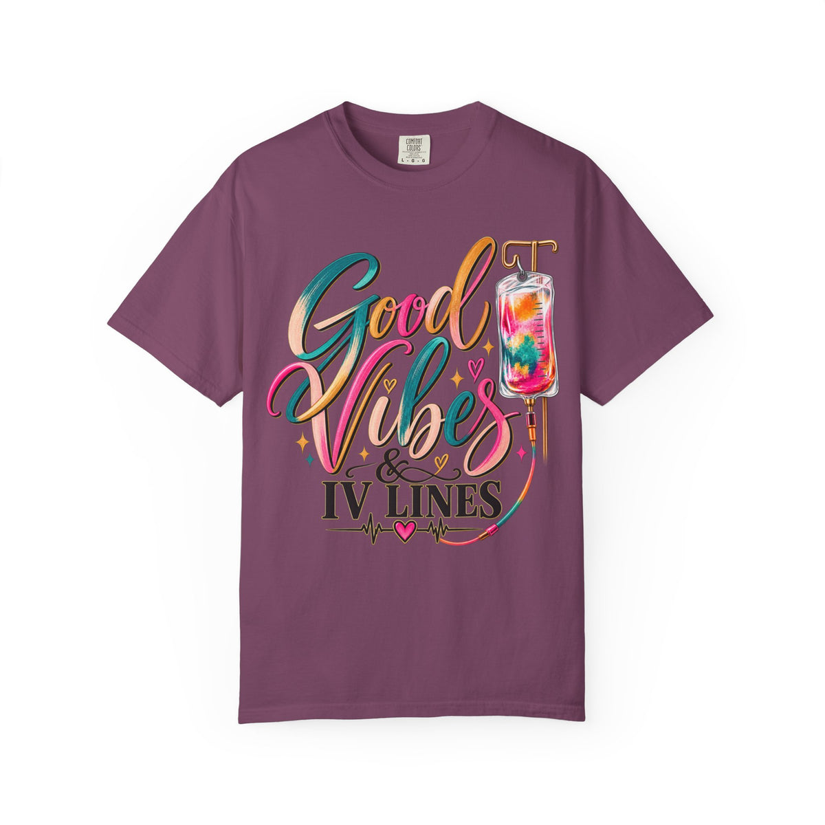 Women Comfort Colors Good Vibes & IV Lines T-Shirt