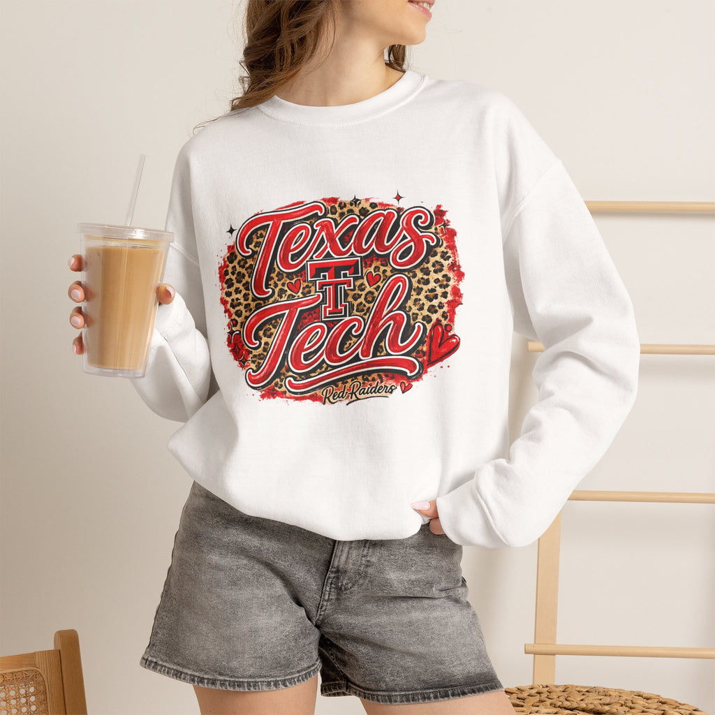 Women Texas Tech Leopard Script Crewneck Sweatshirt