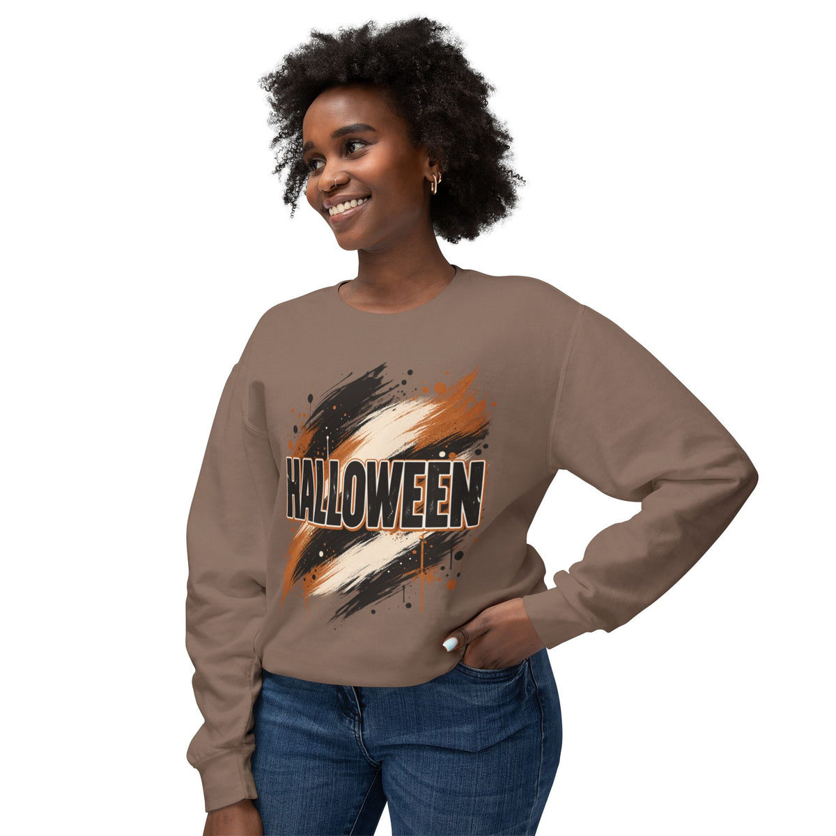 Women Comfort Colors Halloween Graphic Sweatshirt — Brush Stroke Script Design