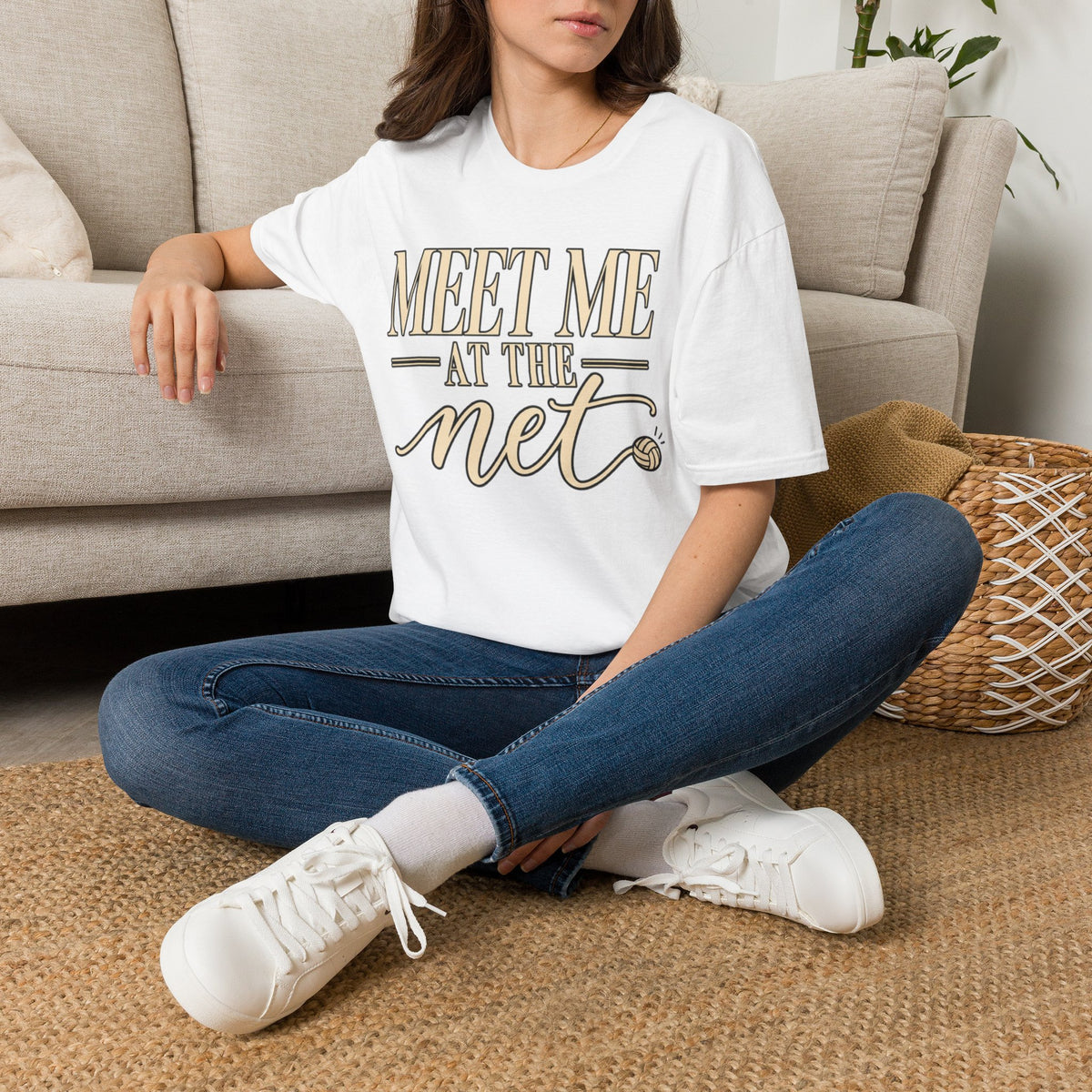 Custom Women Meet Me at the Net Volleyball T‑Shirt