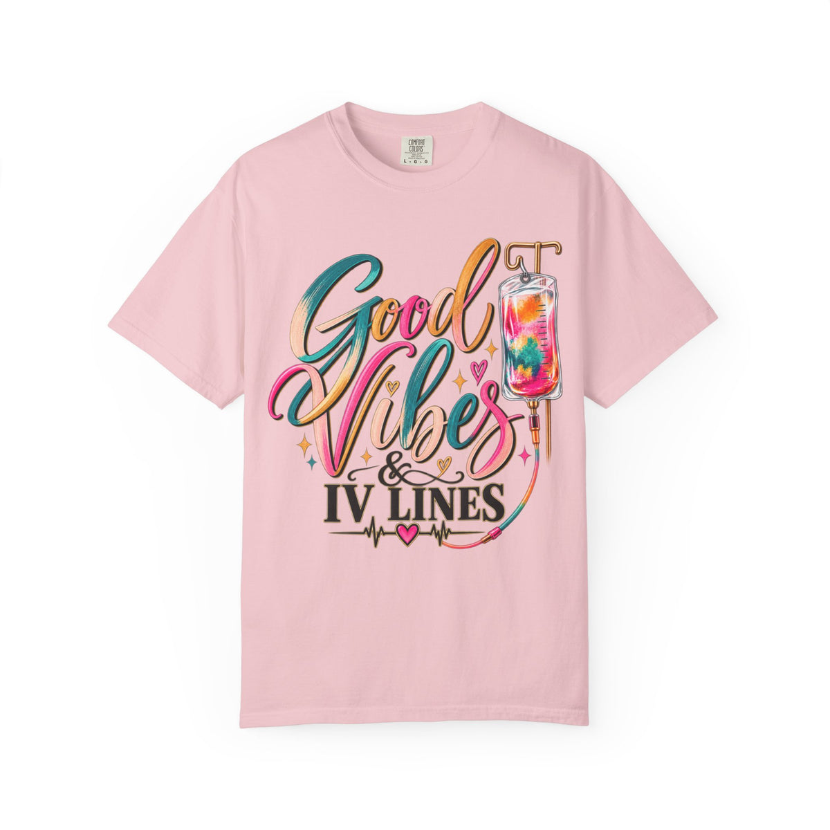 Women Comfort Colors Good Vibes & IV Lines T-Shirt