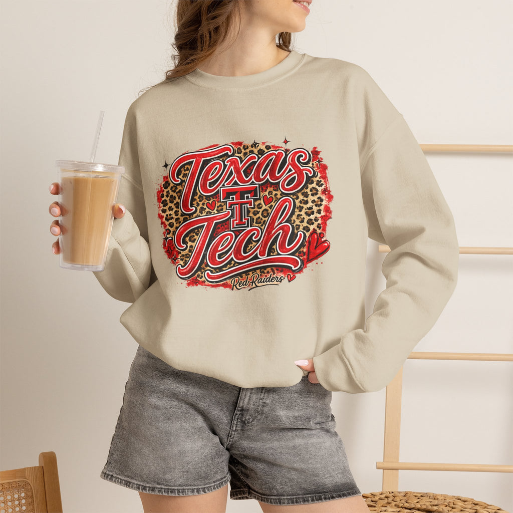 Women Texas Tech Leopard Script Crewneck Sweatshirt