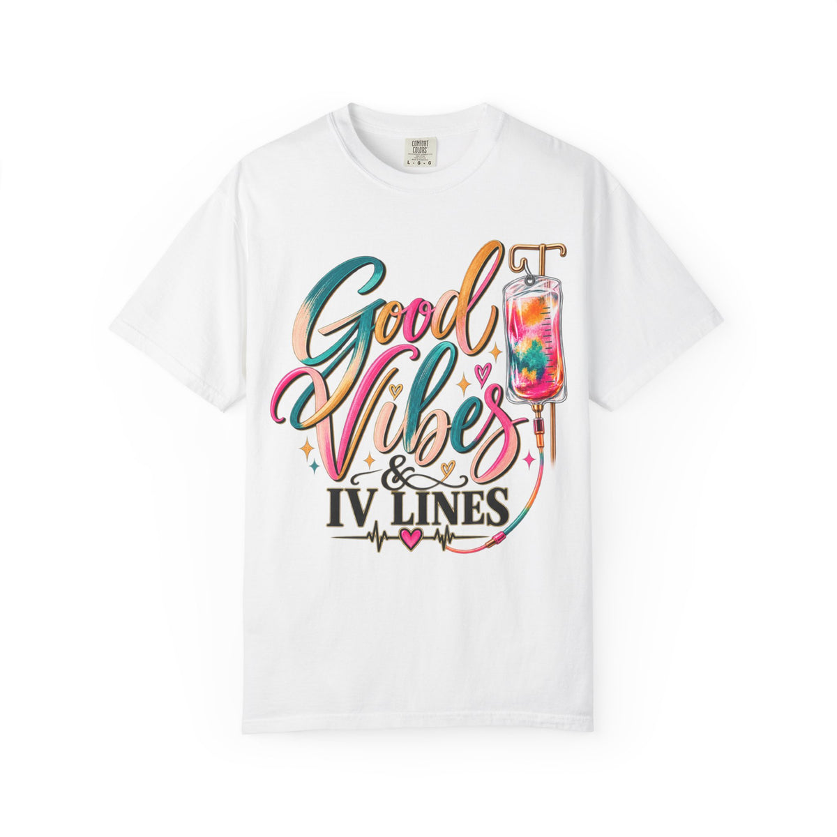 Women Comfort Colors Good Vibes & IV Lines T-Shirt