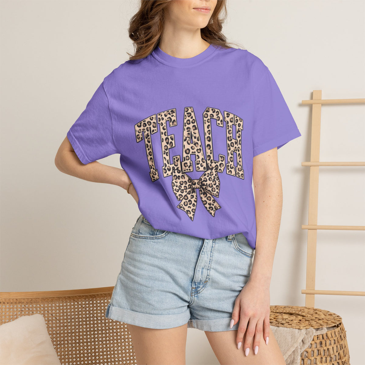 Teacher Leopard Print Bow T-Shirt
