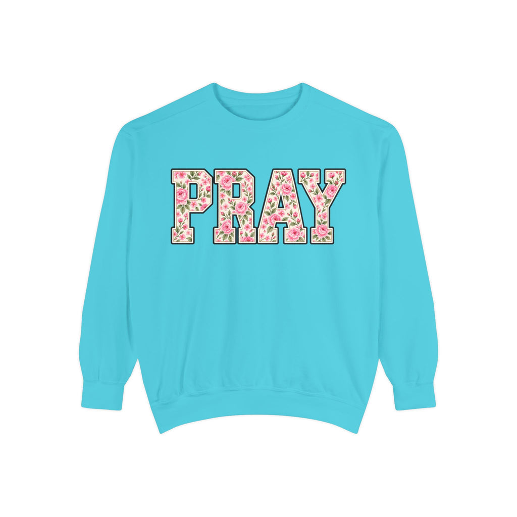 Women Comfort Colors Pray Floral Sweatshirt