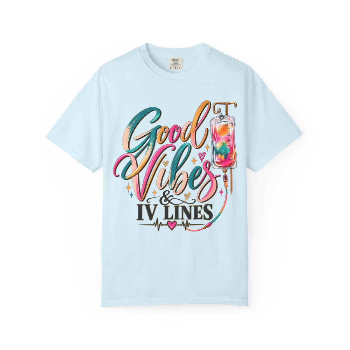 Women Comfort Colors Good Vibes & IV Lines T-Shirt