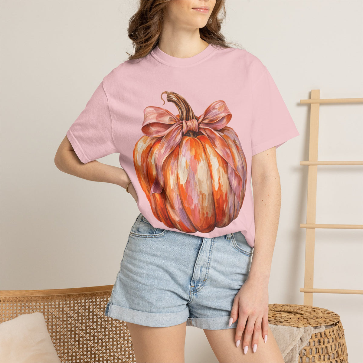 Women Comfort Colors Watercolor Pumpkin T-Shirt