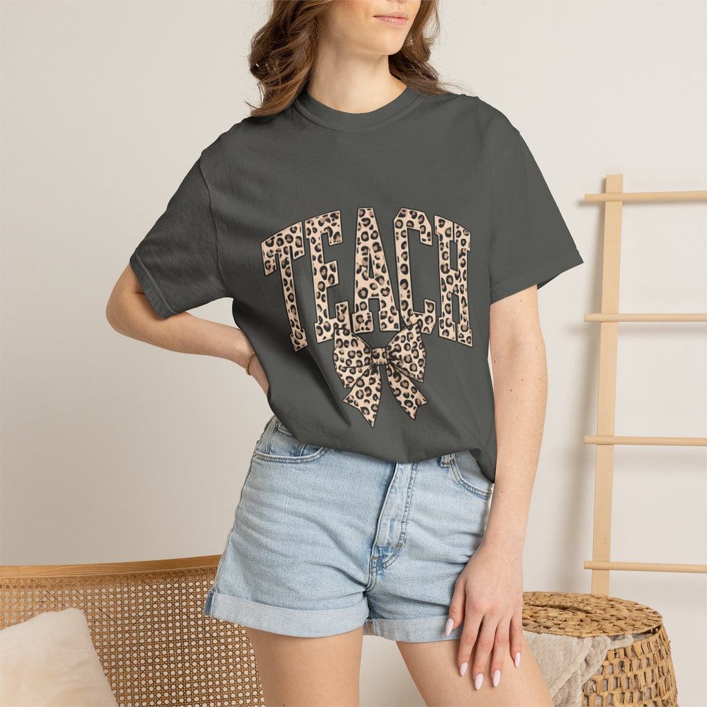 Teacher Leopard Print Bow T-Shirt