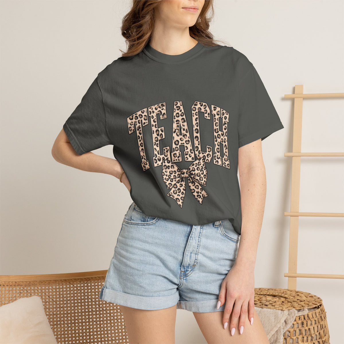 Teacher Leopard Print Bow T-Shirt