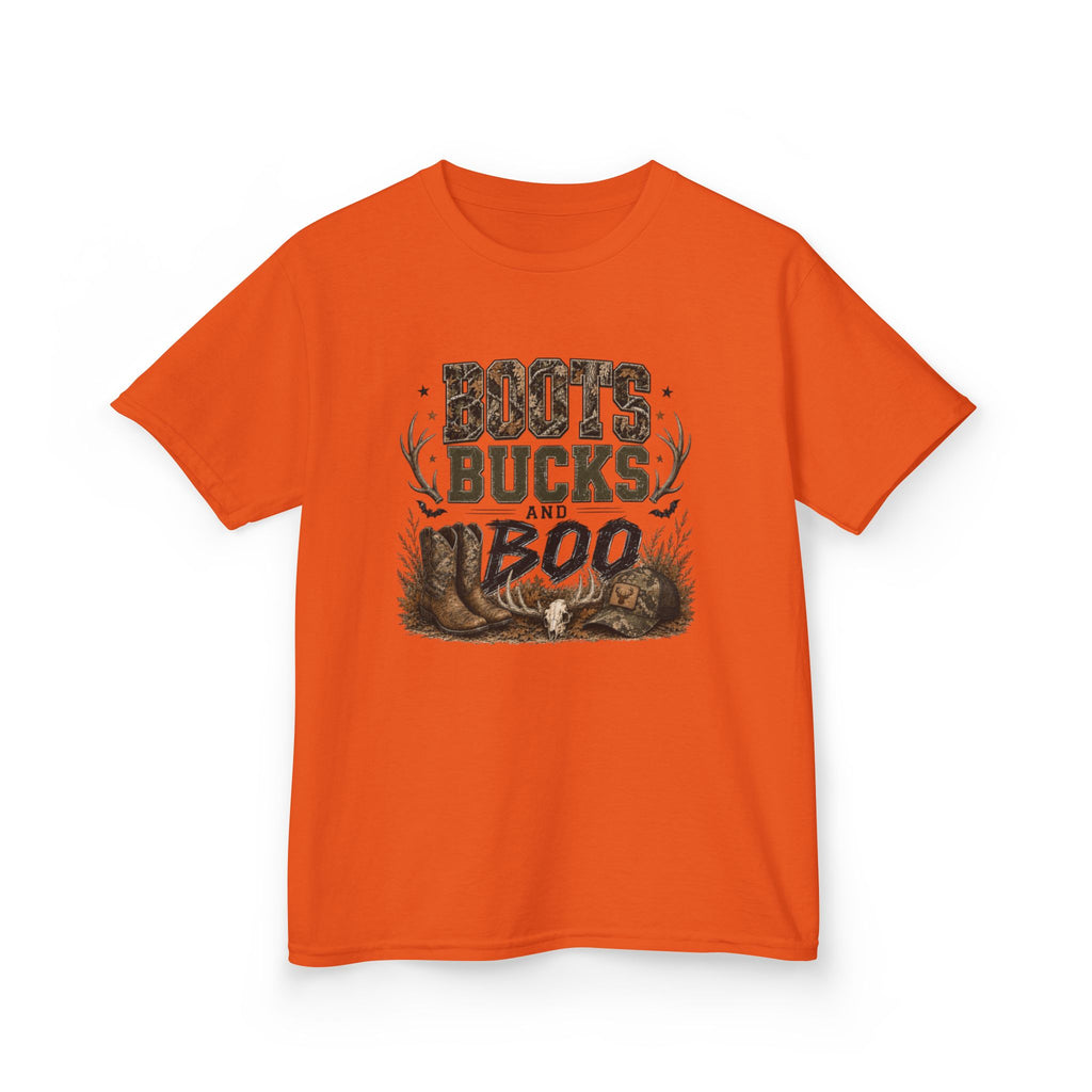 Youth 'Boots Bucks and Boo' Graphic Tee — Cute Hunting & Halloween Kid Shirt