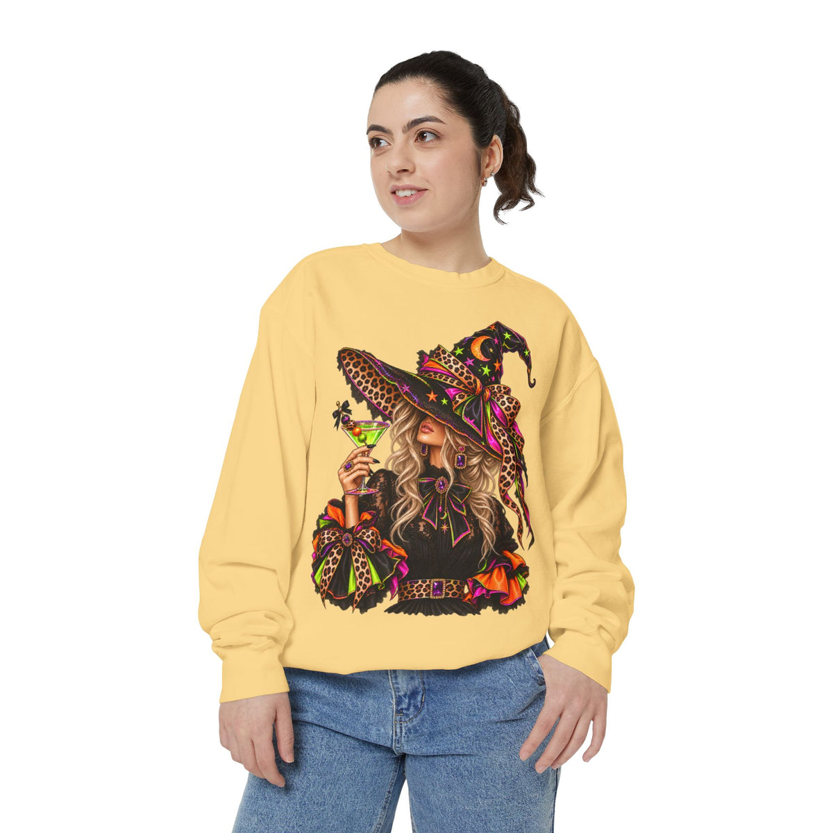 Witchy Halloween Sweatshirt — Colorful Boho Witch Graphic