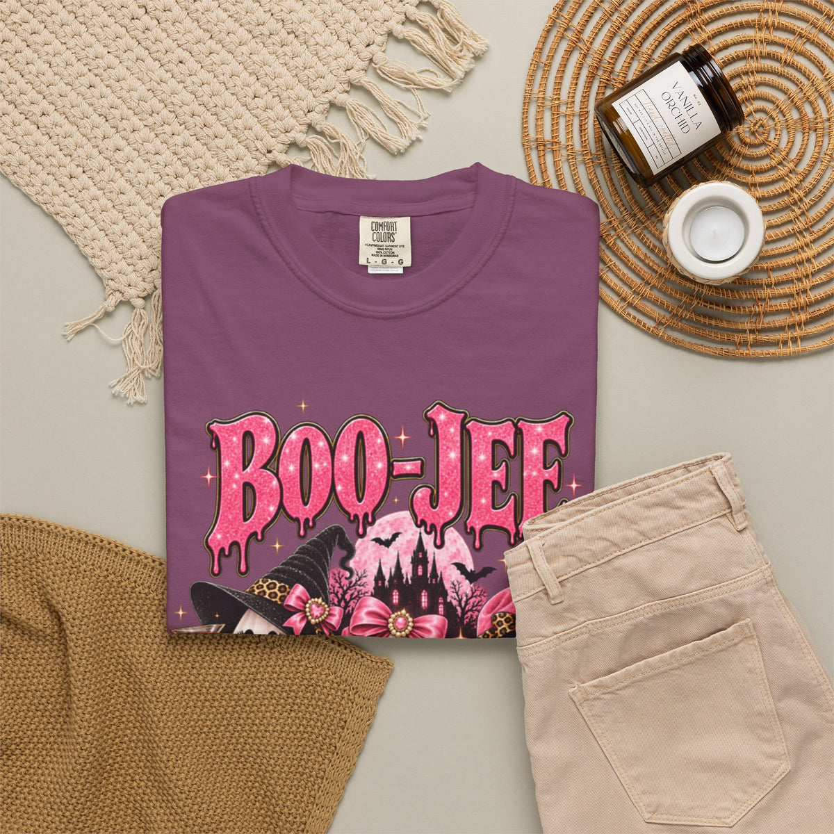 Women Comfort Colors Boo-Jee Halloween Ghost Trio T-Shirt