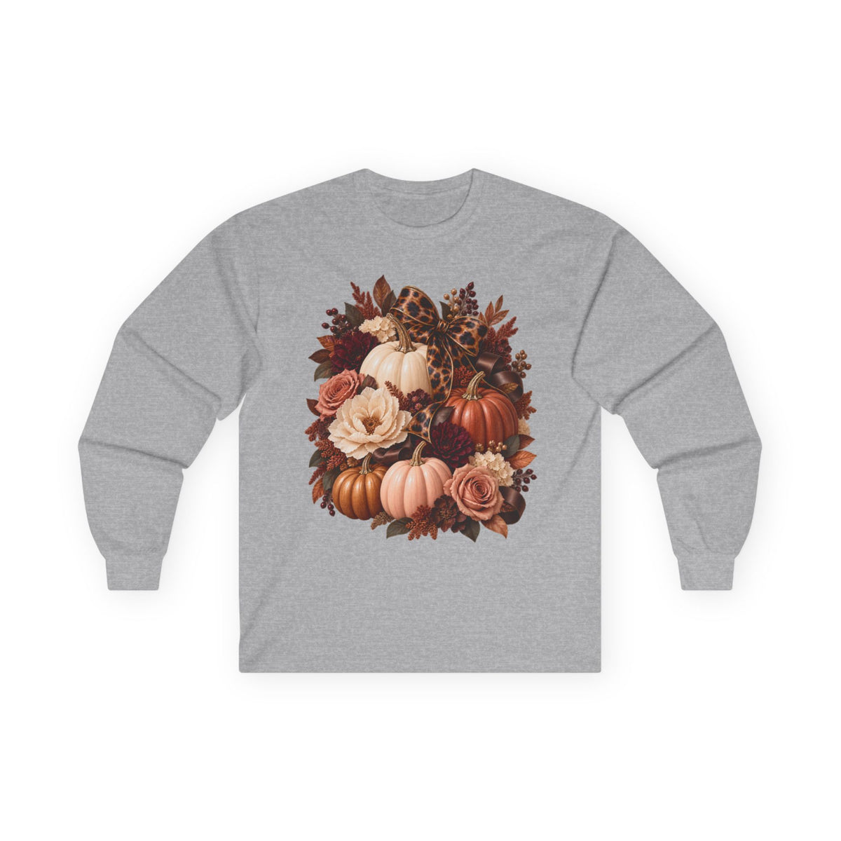 Women Autumn Pumpkin Bouquet Long Sleeve Tee