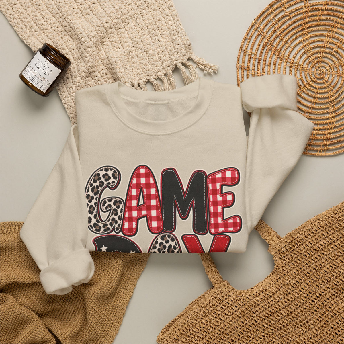 Women Red and Black Game Day Crewneck Sweatshirt