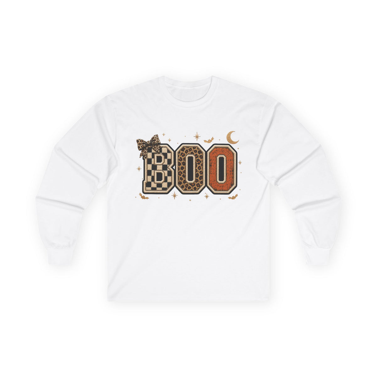 Women Halloween "BOO" Long Sleeve Tee
