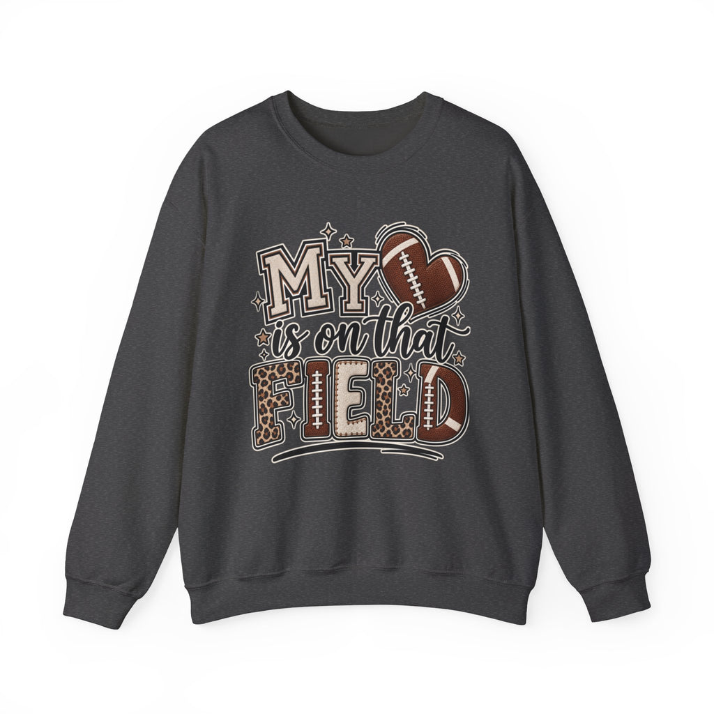 Customizable Women My Heart Is On That Field Crewneck Sweatshirt