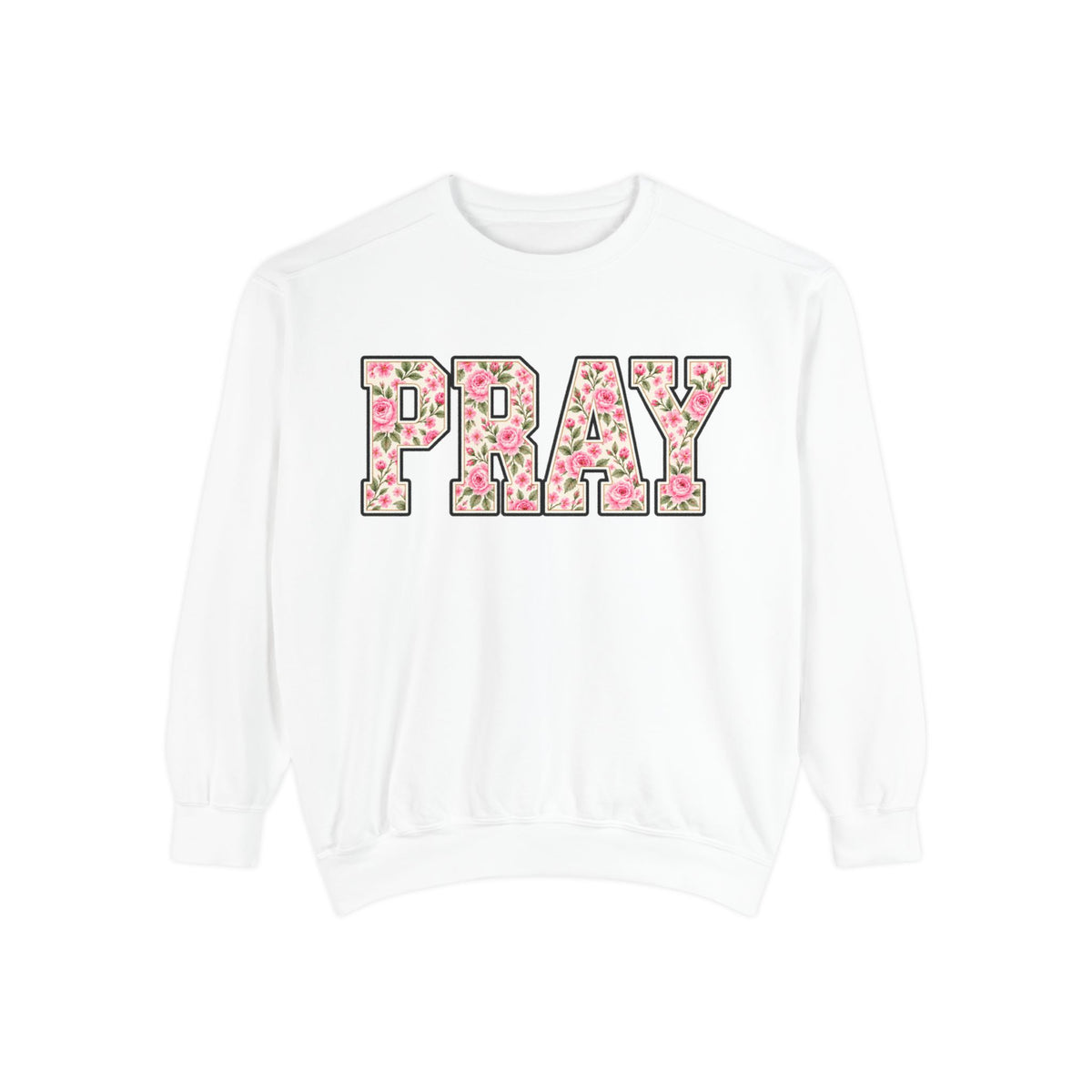 Women Comfort Colors Pray Floral Sweatshirt