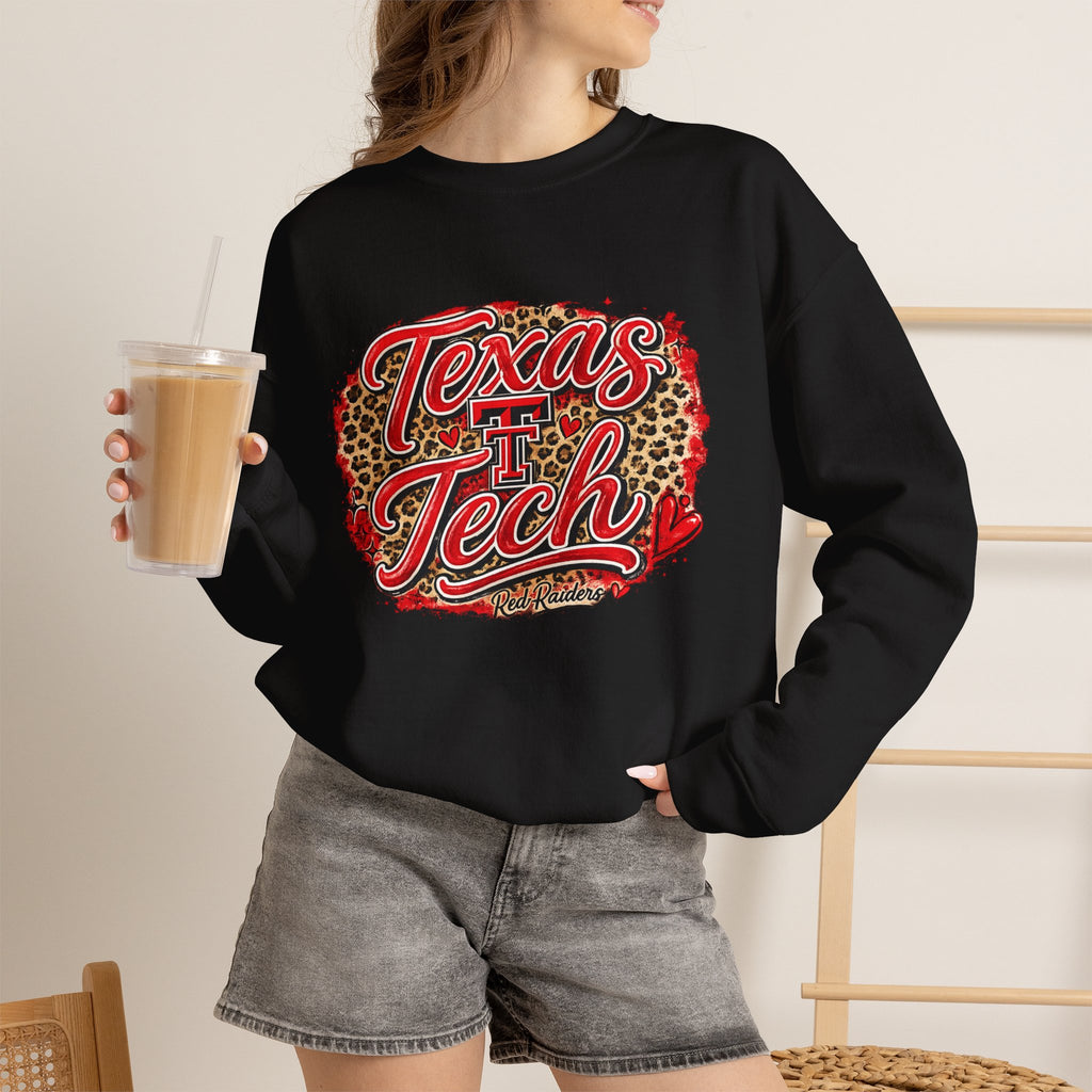 Women Texas Tech Leopard Script Crewneck Sweatshirt
