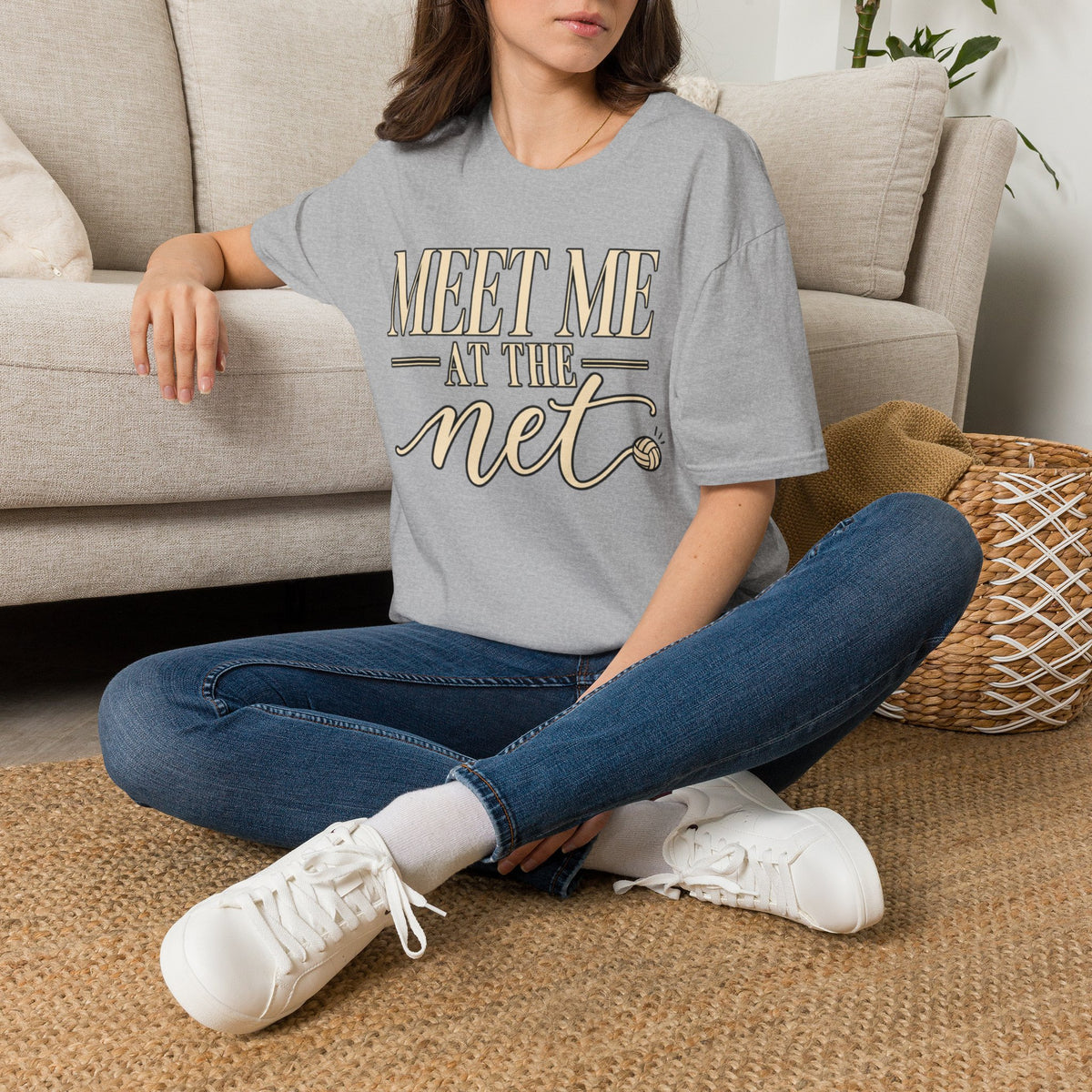 Custom Women Meet Me at the Net Volleyball T‑Shirt