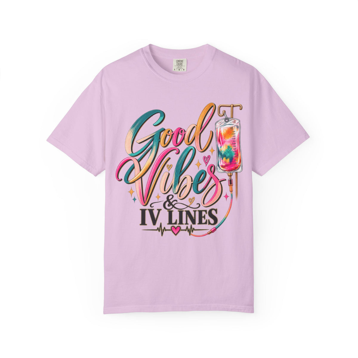 Women Comfort Colors Good Vibes & IV Lines T-Shirt
