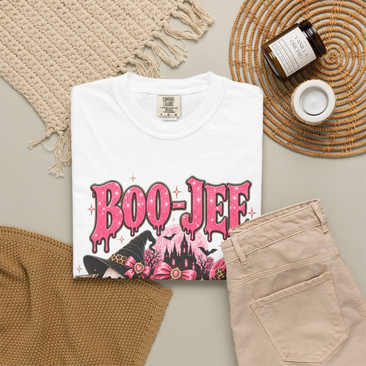 Women Comfort Colors Boo-Jee Halloween Ghost Trio T-Shirt