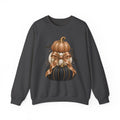 Halloween Stacked Pumpkins Sweatshirt — Black & Gold Pumpkin Bow Crewneck