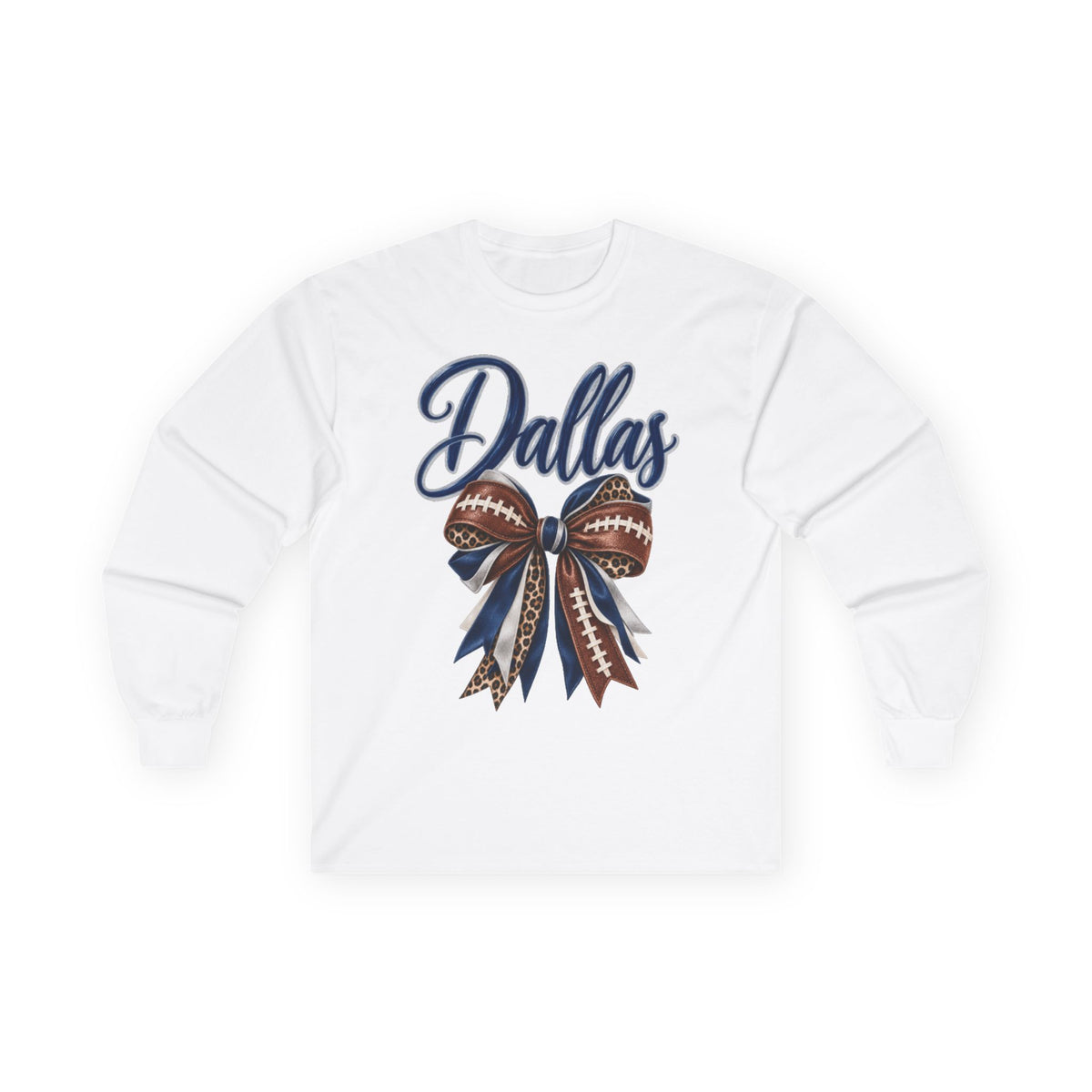 Women Dallas Football Bow Long Sleeve Tee