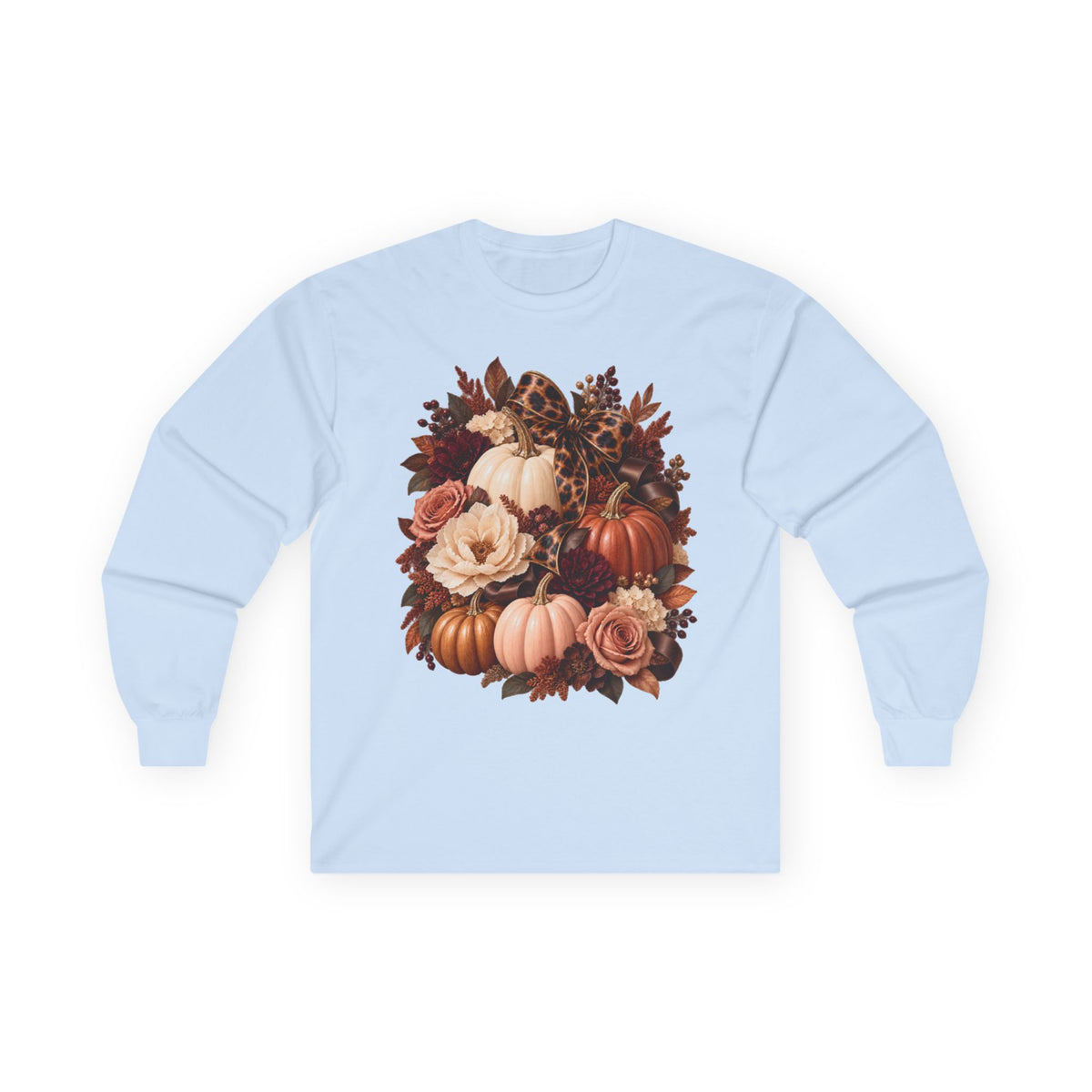 Women Autumn Pumpkin Bouquet Long Sleeve Tee