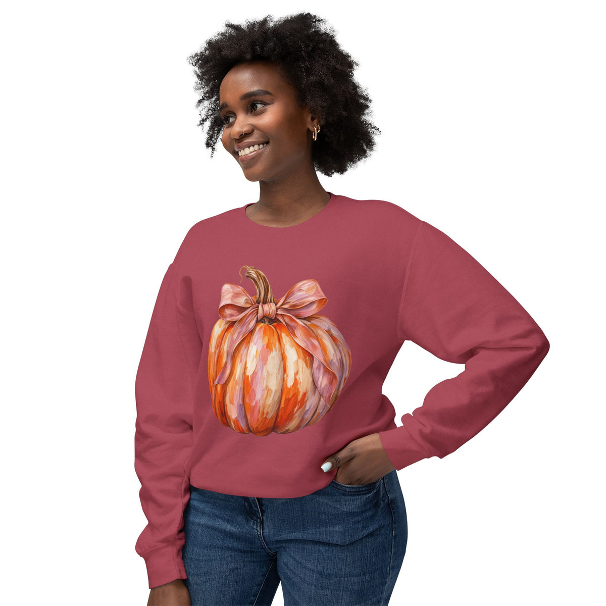 Women Comfort Colors Watercolor Pumpkin Sweatshirt