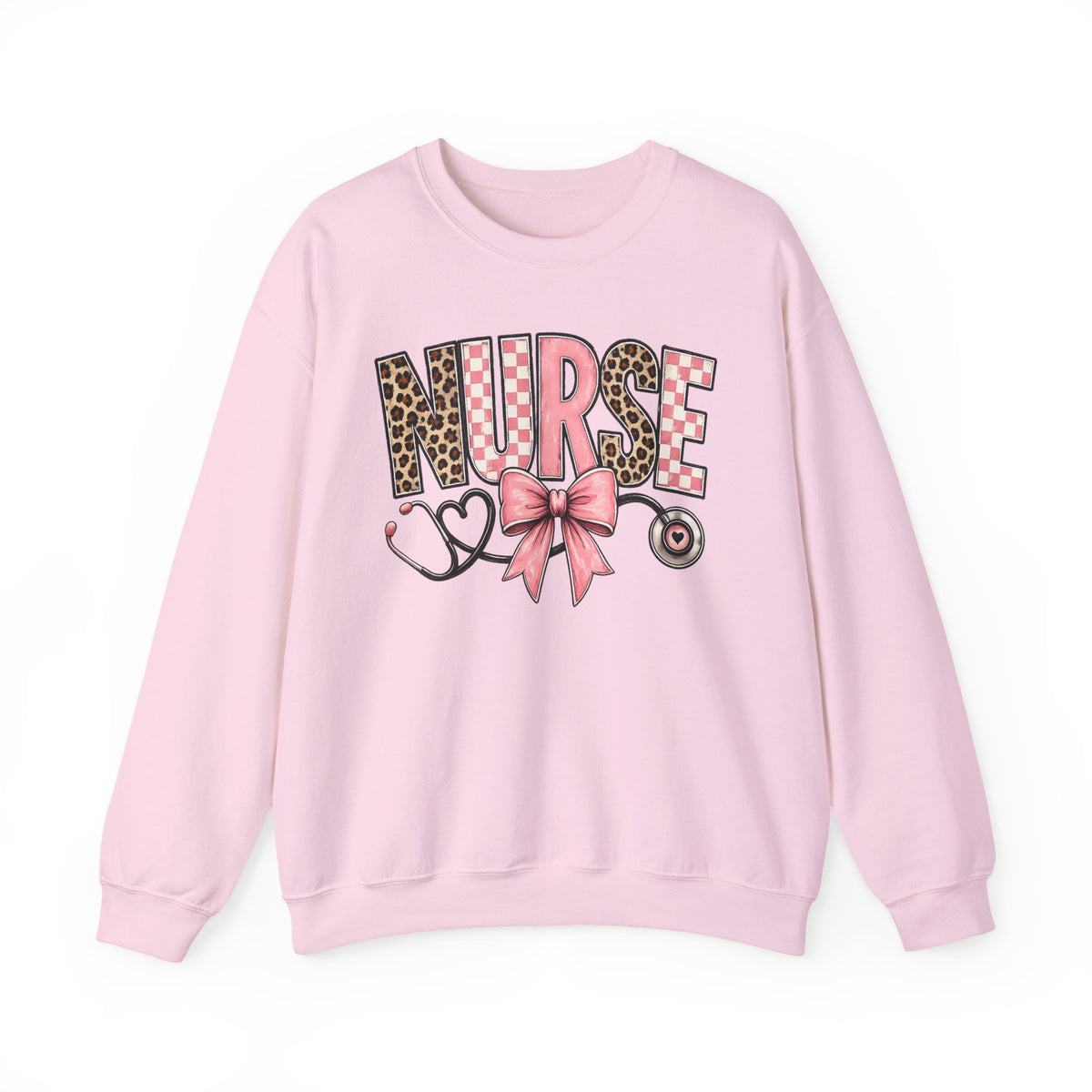Nurse Leopard Print Ribbon Crewneck Sweatshirt