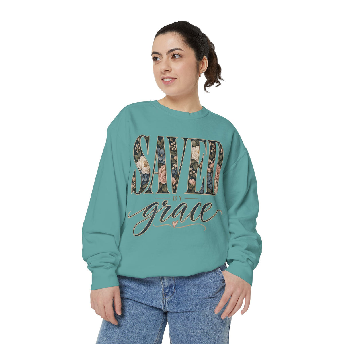 Women Saved by Grace Faith-Inspired Sweatshirt- Comfort Colors