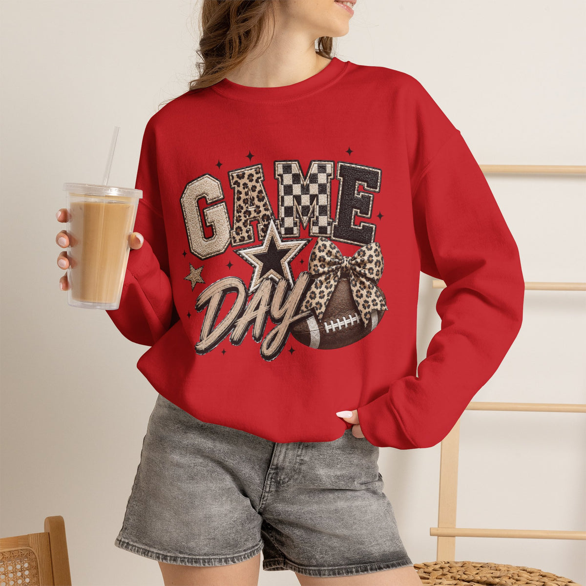 Women Neutral Colors Game Day Crewneck Sweatshirt
