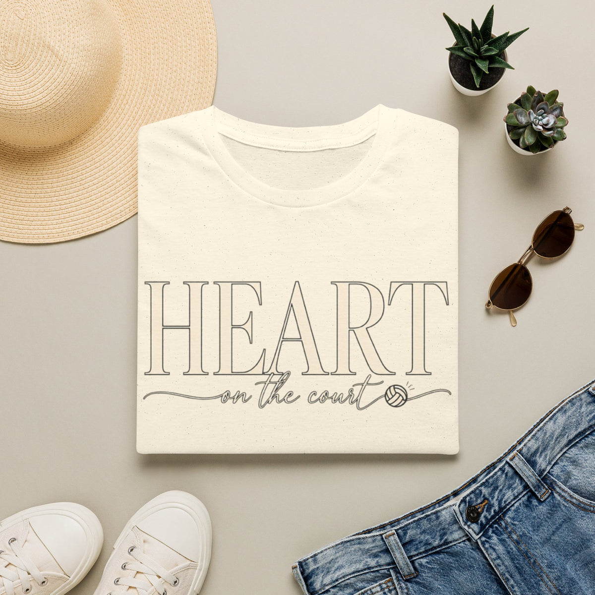 Women Heart on the Court Volleyball T-Shirt