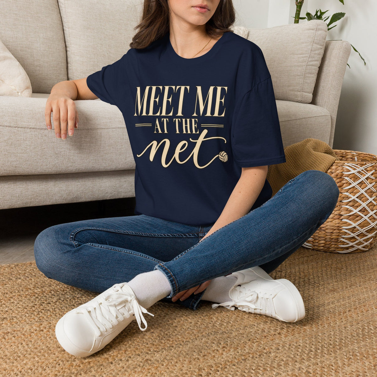 Custom Women Meet Me at the Net Volleyball T‑Shirt