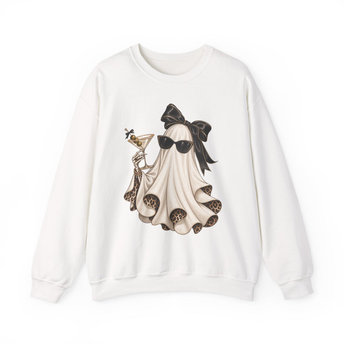 Chic Ghost with Martini Crewneck Sweatshirt