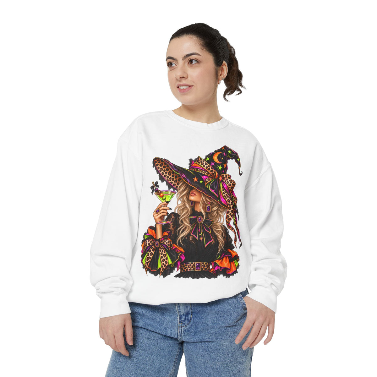 Witchy Halloween Sweatshirt — Colorful Boho Witch Graphic
