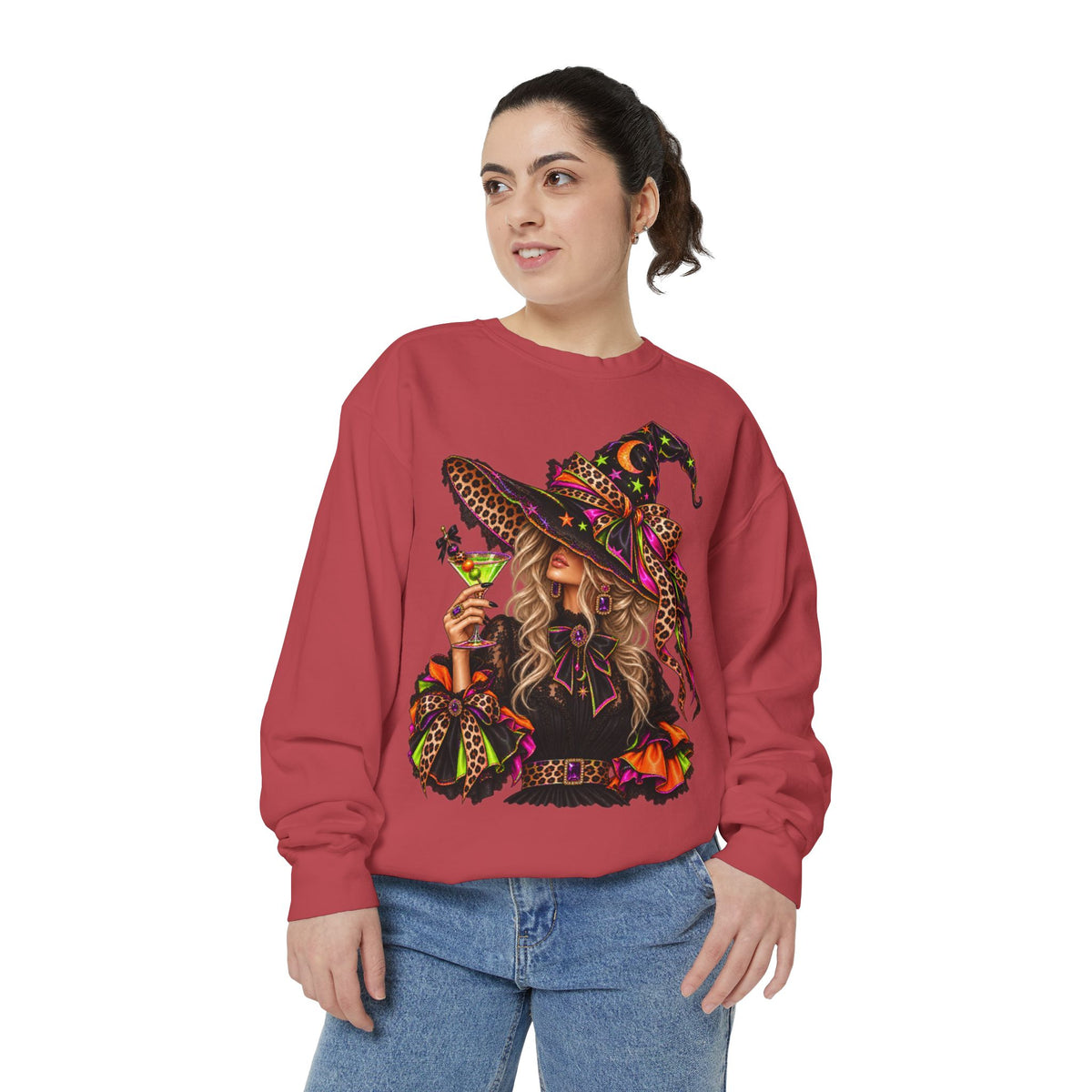 Witchy Halloween Sweatshirt — Colorful Boho Witch Graphic