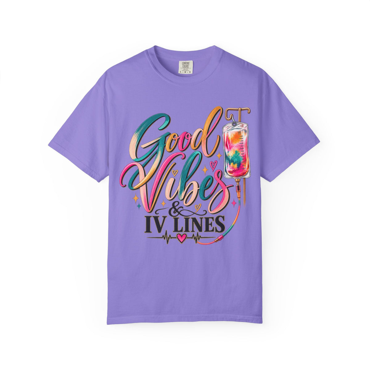 Women Comfort Colors Good Vibes & IV Lines T-Shirt