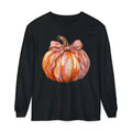 Women Comfort Colors Watercolor Pumpkin Long Sleeve