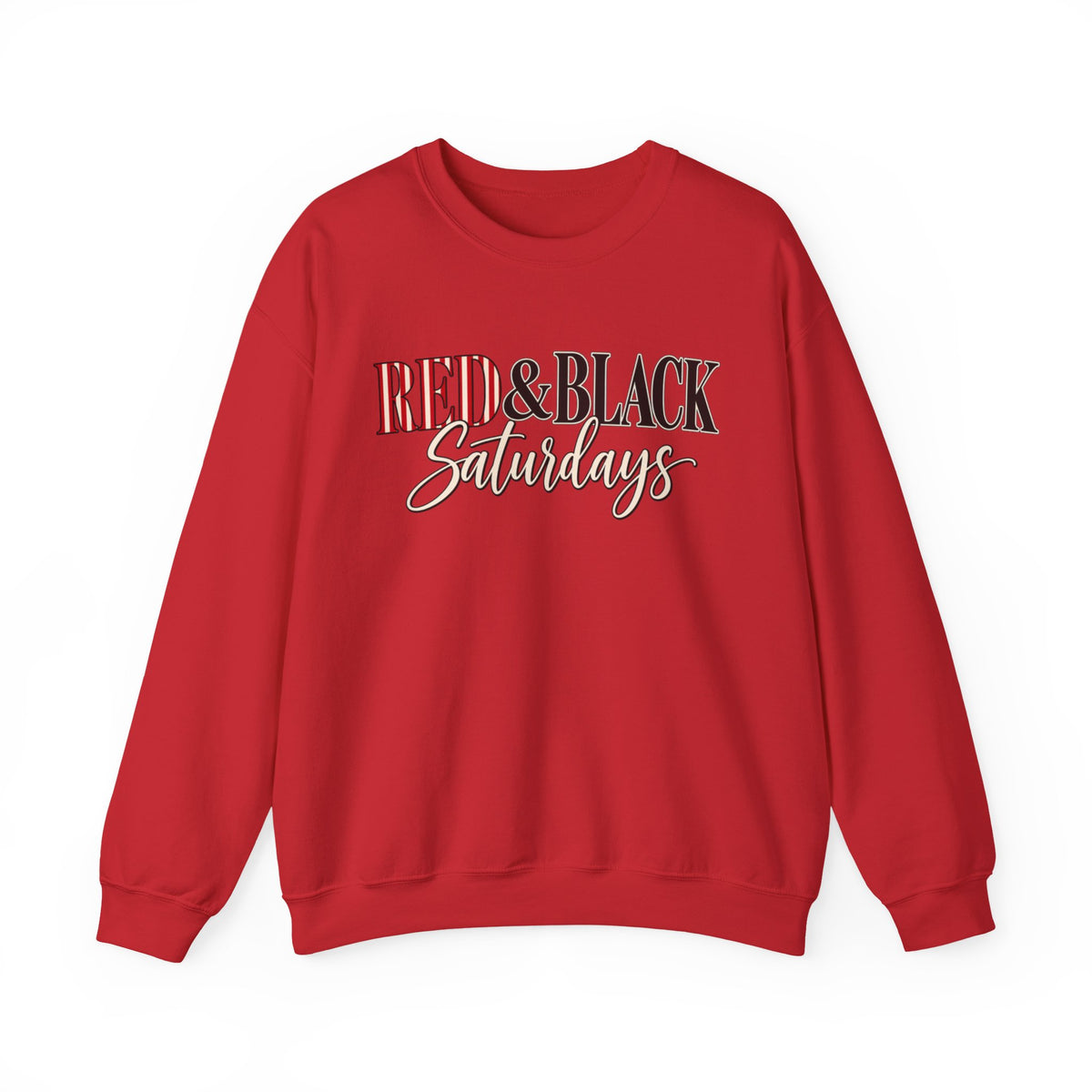 Women Red & Black Saturdays Crewneck Sweatshirt
