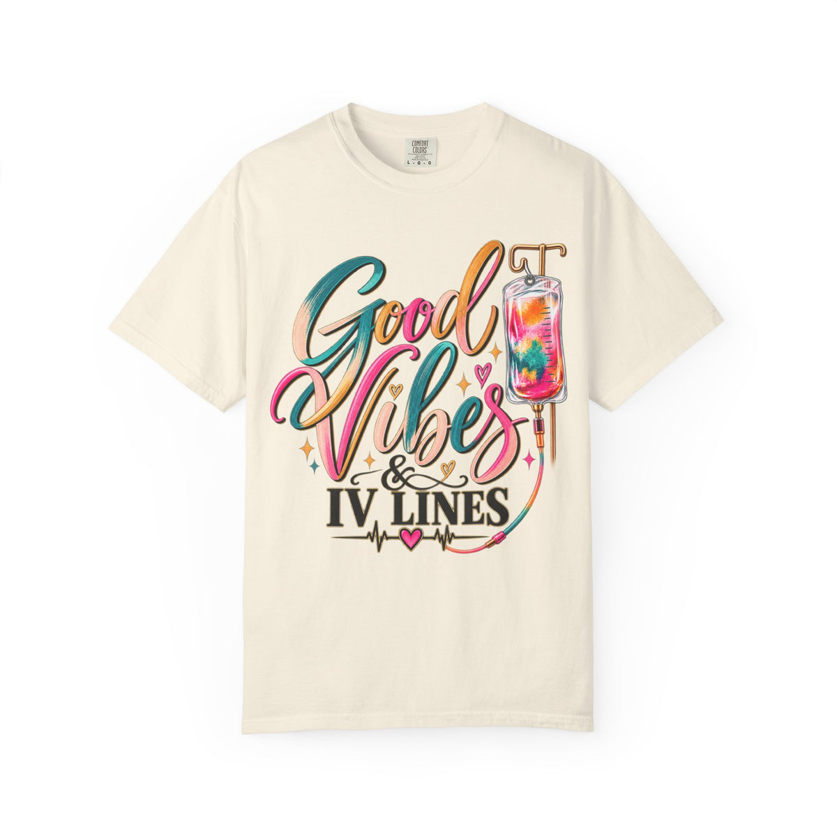 Women Comfort Colors Good Vibes & IV Lines T-Shirt