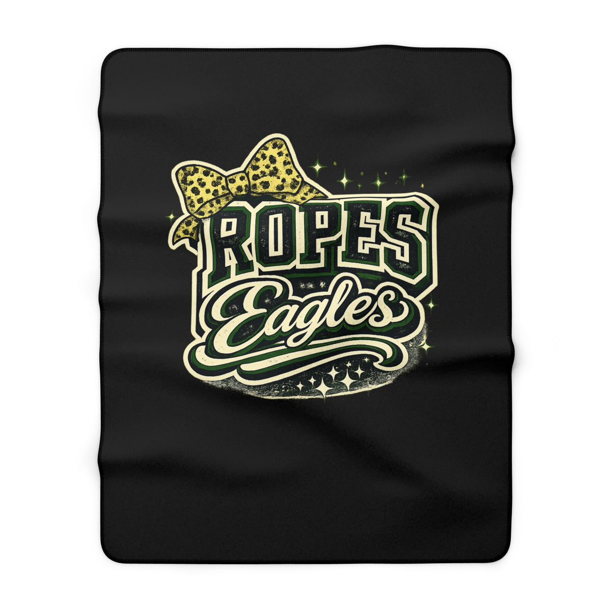 Ropes Eagles Leopard Bow Sherpa Blanket