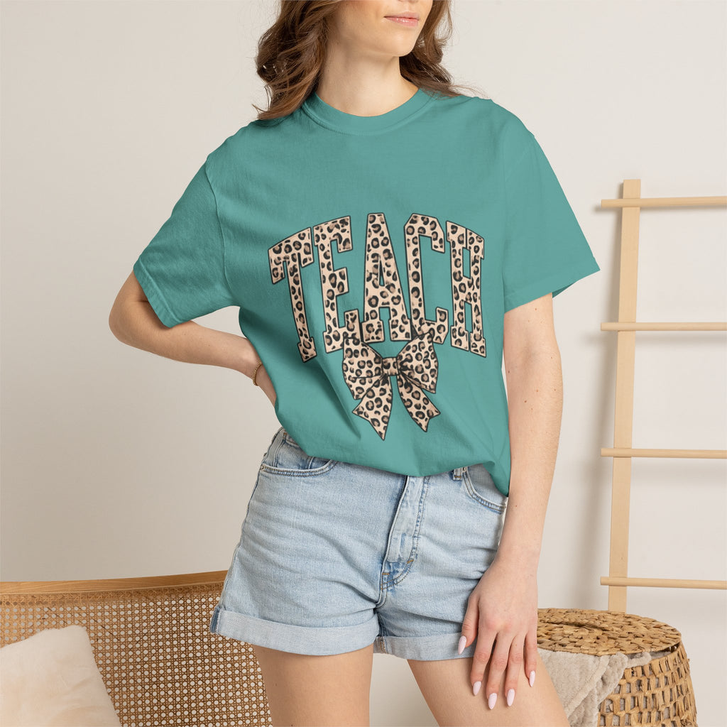 Teacher Leopard Print Bow T-Shirt