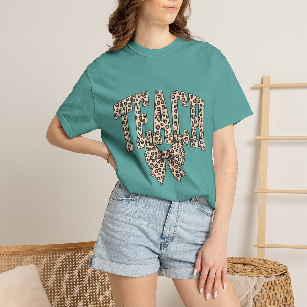 Teacher Leopard Print Bow T-Shirt