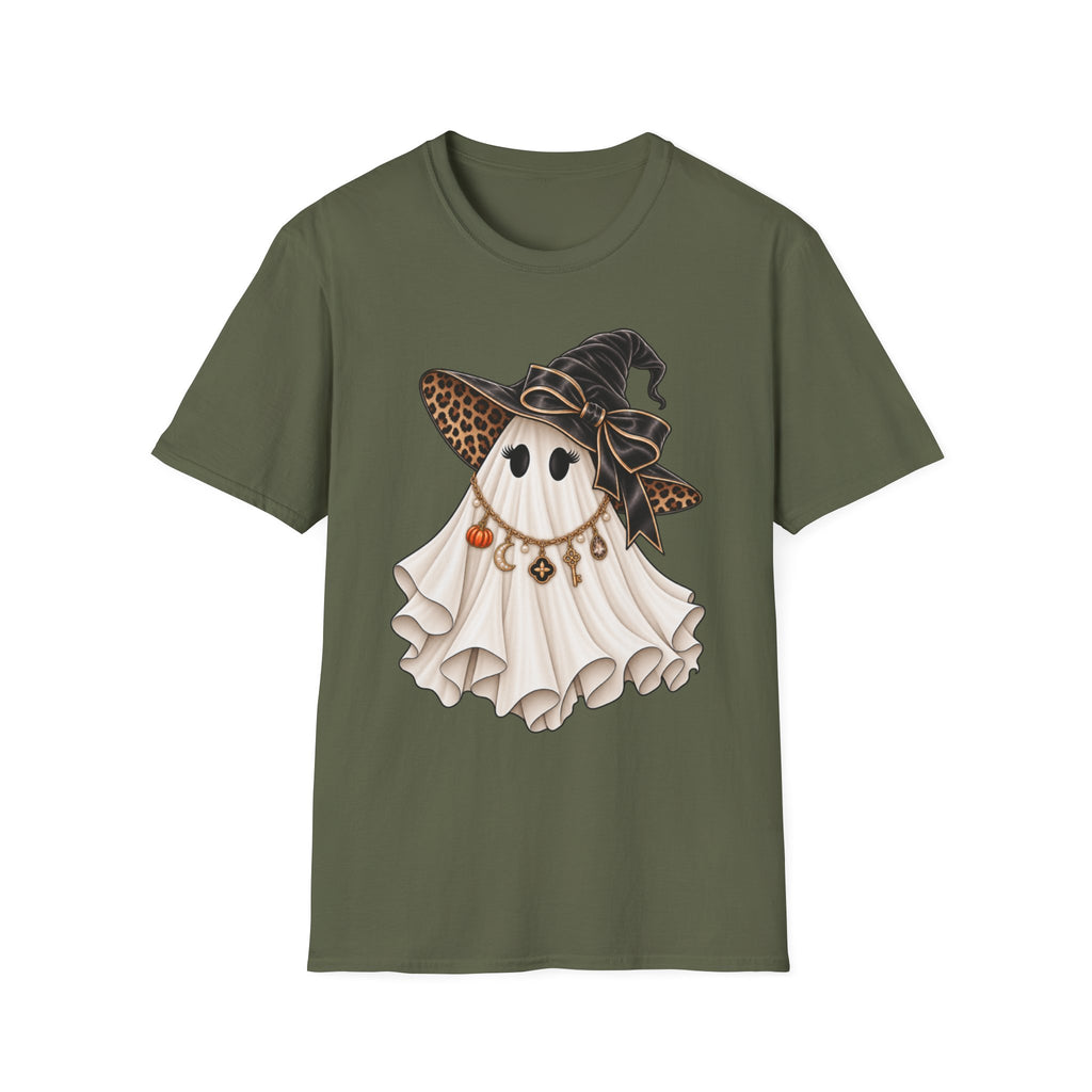 Women Halloween Ghost with Witch Hat T-Shirt