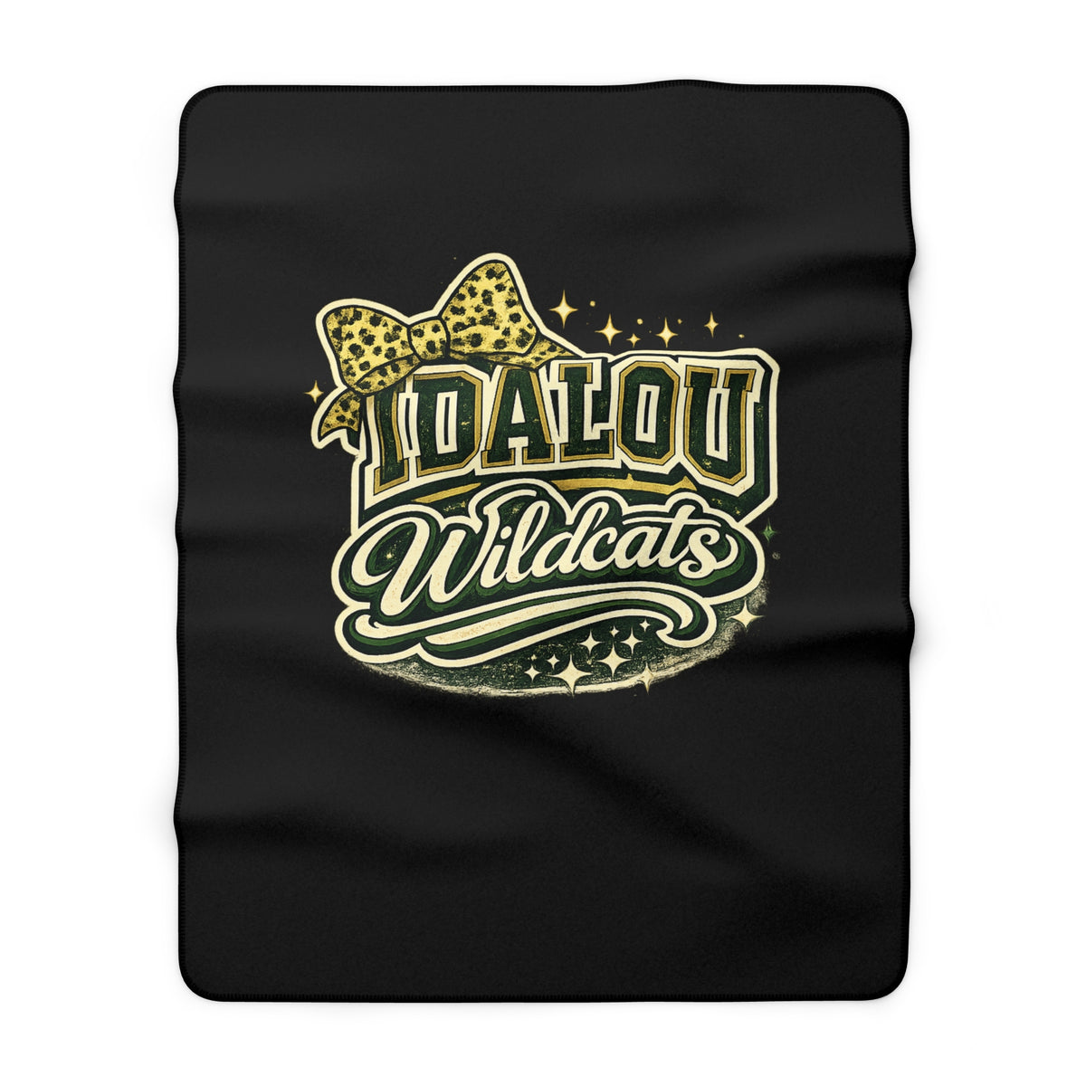 Idalou Wildcats Leopard Bow Sherpa Blanket